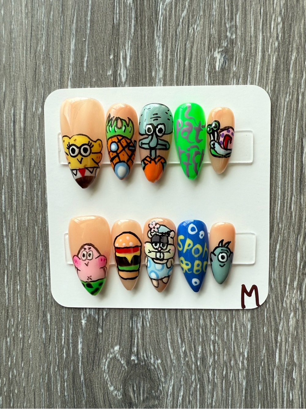 Ocean Character Inspired Press-On Nail Set - Assorted Colors